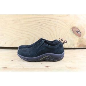 MERRELL Jungle Moc Womens Sz 8 Suede Black Leather Slip-On Clogs Mules